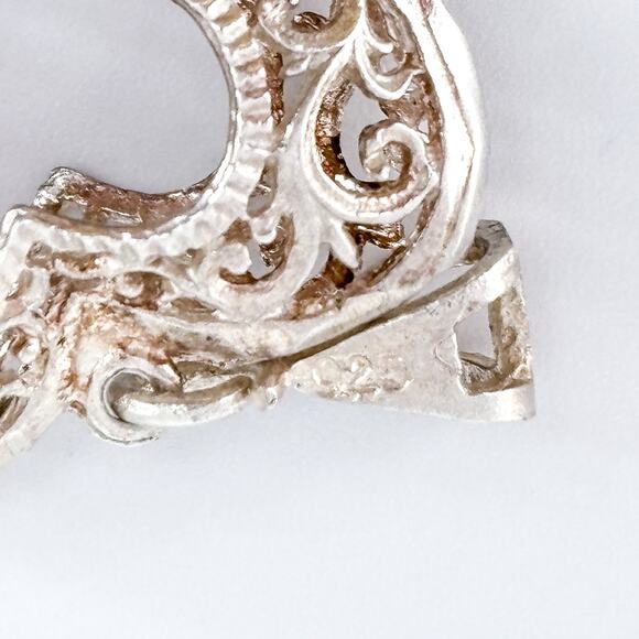 Vintage Sterling Silver 925 Filigree Heart Pendant - Picture 5 of 10